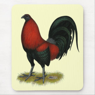American Game BB Black Red Rooster Mouse Pad