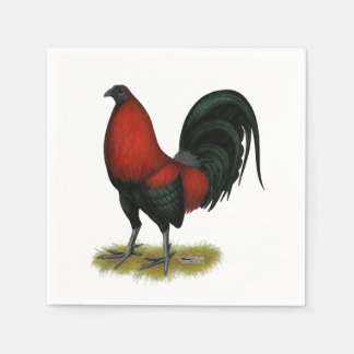 American Game BB Black Red Rooster Napkin
