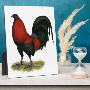 American Game BB Black Red Rooster Plaque