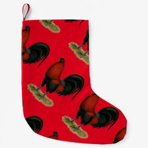 American Game BB Black Red Rooster Small Christmas Stocking