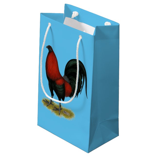 American Game BB Black Red Rooster Small Gift Bag (Back Angled)