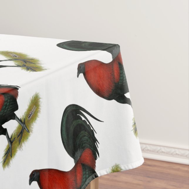 American Game BB Black Red Rooster Tablecloth (In Situ)