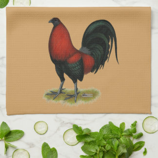 American Game BB Black Red Rooster Tea Towel
