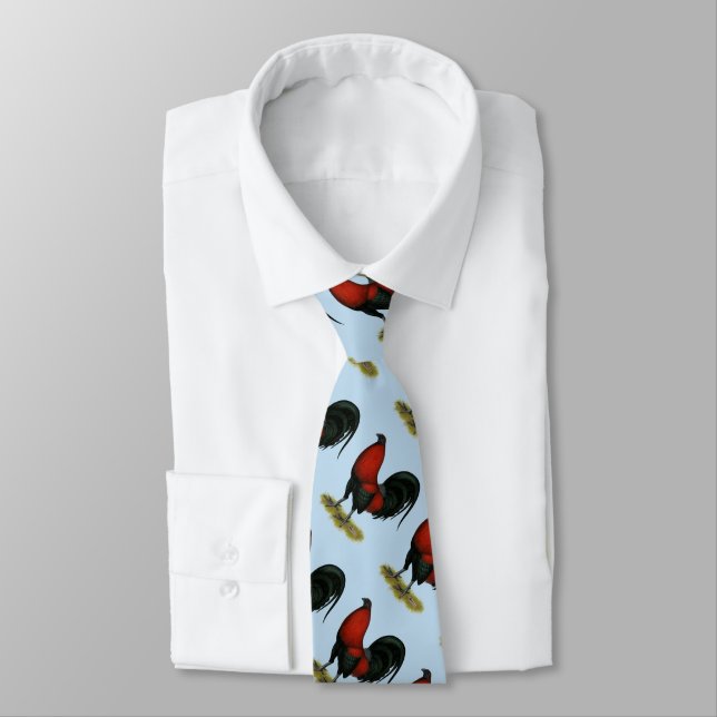 American Game BB Black Red Rooster Tie (Tied)