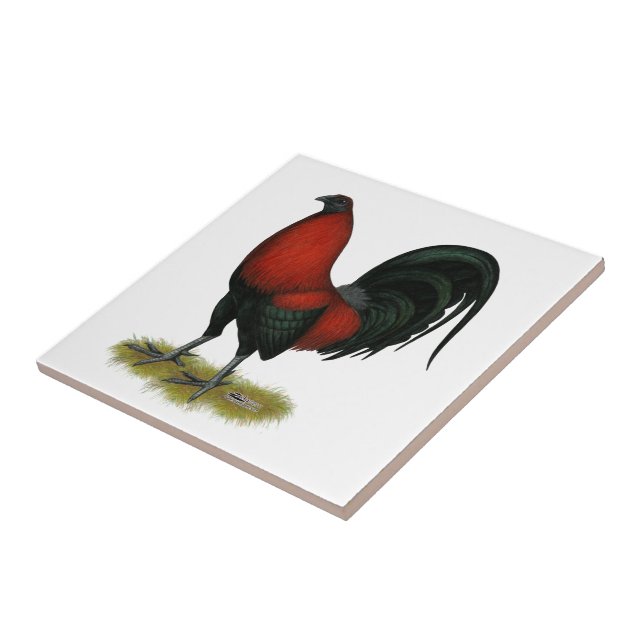 American Game BB Black Red Rooster Tile (Side)