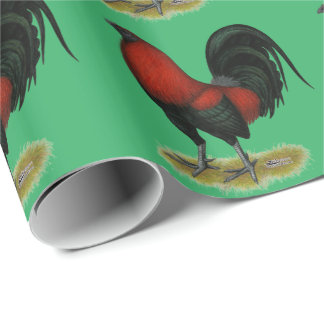 American Game BB Black Red Rooster Wrapping Paper