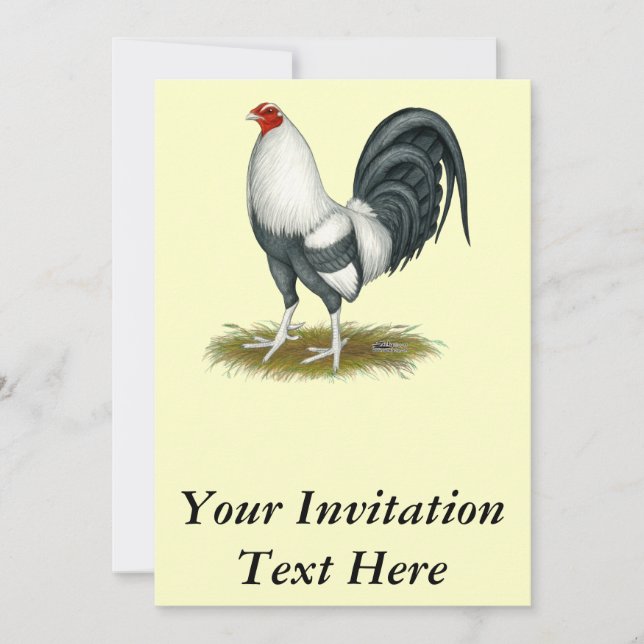 American Game Silver Blue Gamecock Invitation (Front)