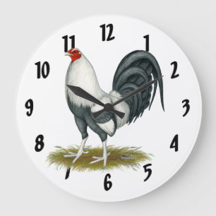 American Game Silver Blue Gamecock Large Clock