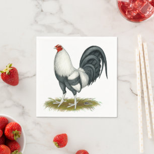 American Game Silver Blue Gamecock Napkin