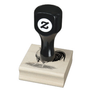 American Game Silver Blue Gamecock Rubber Stamp