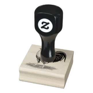 American Game Silver Blue Gamecock Rubber Stamp
