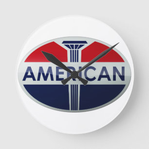 American Gasoline vintage gas station sign clock
