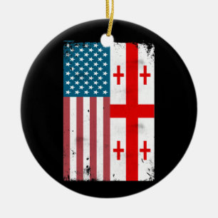 American Georgian Flag Georgia Republic Country Ceramic Tree Decoration