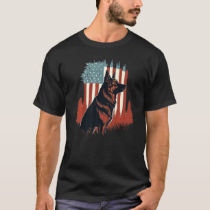 American German Shepherd USA flag T-Shirt