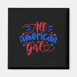 American Girl Independence Day 4th July Usa Flag A Magnet