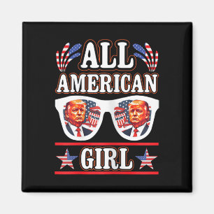 American Girl Retro Love Heart Trump Usa American Magnet