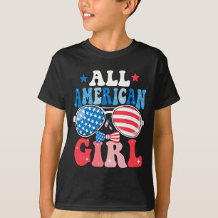 American girl retro sunglasses usa flag funny 4th T-Shirt