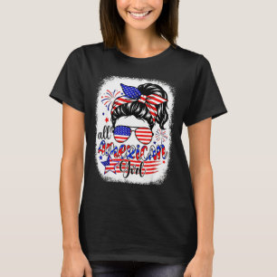 American girl usa flag 4th july women kids patriot T-Shirt