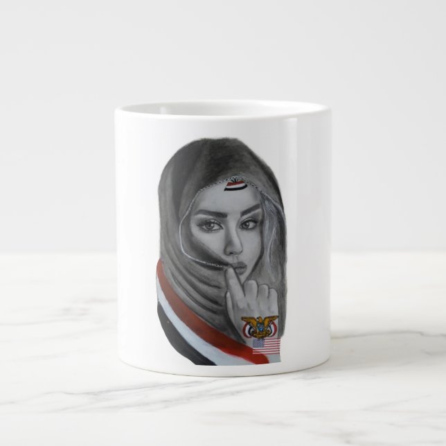 American Girl with Yemeni Roots – Yemen Flag Large Coffee Mug (Front)