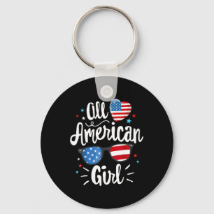 American Girl Women American Flag 4th Of July Patr Key Ring