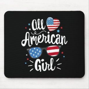 American Girl Women American Flag 4th Of July Patr Mouse Pad