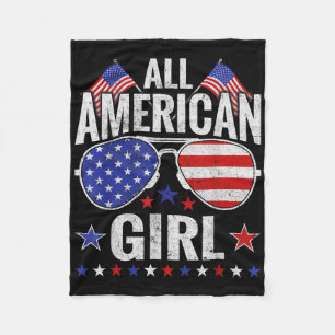 American Girls Sungles Family Patriotic 4th Of Jul Fleece Blanket