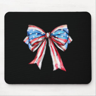 American Girly 4th Of July American Flag Bow Girls Mouse Pad
