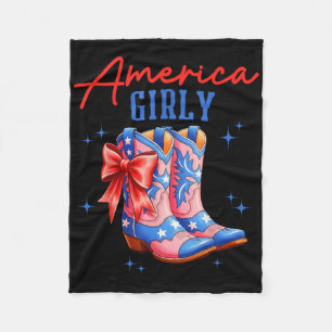 American Girly Cowgirl Boots Coquette Patriotic 4t Fleece Blanket