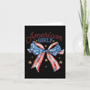 American Girly Cute Coquette Bow 4th Of July Usa W Card