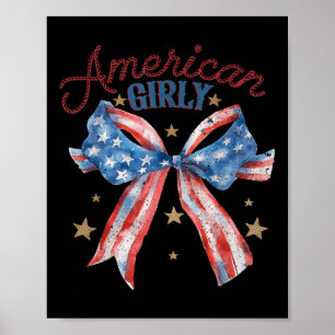 American Girly Cute Coquette Bow 4th Of July Usa W Poster