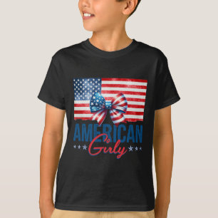 American Girly Happy 4th Of July Coquette Bow Amer T-Shirt