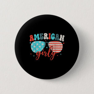 American Girly Sungles Us Flag Patriotic 4th Of Ju 6 Cm Round Badge