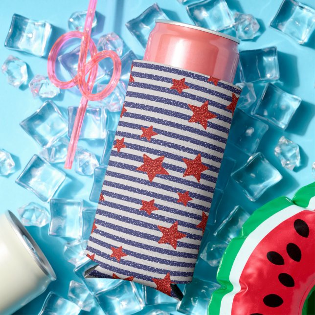 American Glitter Stars & Stripes Seltzer Can Cooler (In Situ Summer)