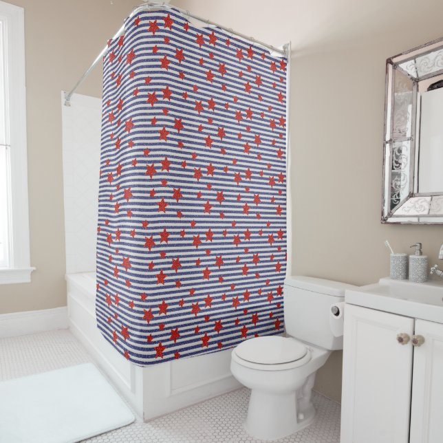 American Glitter Stars & Stripes Shower Curtain (In Situ)