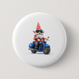 American Gnome Riding Motorcycle 6 Cm Round Badge