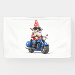 American Gnome Riding Motorcycle Banner
