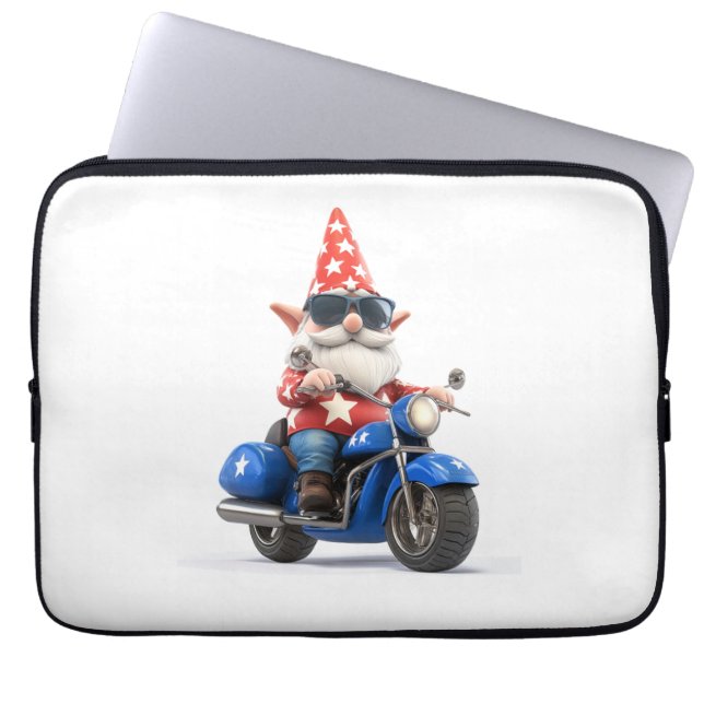 American Gnome Riding Motorcycle Laptop Sleeve (Front)
