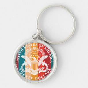 American gold coin 20 dollar key ring