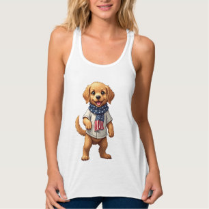 American Golden Puppy Vintage Patriotic Shirt