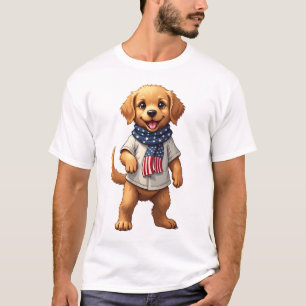 American Golden Puppy Vintage Patriotic Shirt