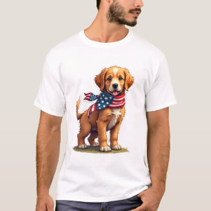 American Golden Puppy Vintage Patriotic Shirt 4