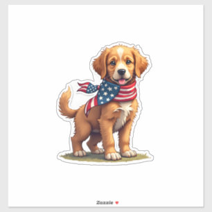 American Golden Puppy Vintage Patriotic Shirt 4