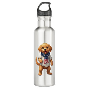 American Golden Puppy Vintage Patriotic Shirt 710 Ml Water Bottle