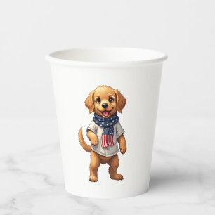 American Golden Puppy Vintage Patriotic Shirt Paper Cups
