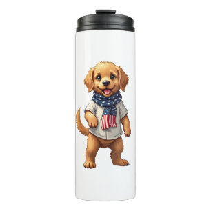American Golden Puppy Vintage Patriotic Shirt Thermal Tumbler