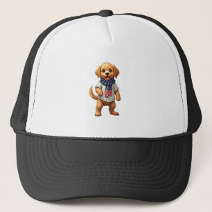 American Golden Puppy Vintage Patriotic Shirt Trucker Hat