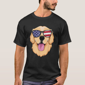 American Golden Retriever USA Dog Sunglasses Meric T-Shirt