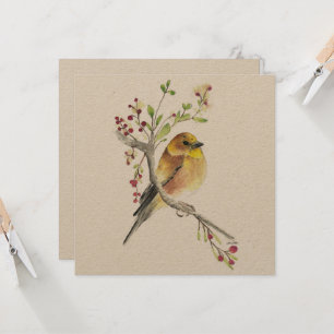 American Goldfinch Bird Berries Card