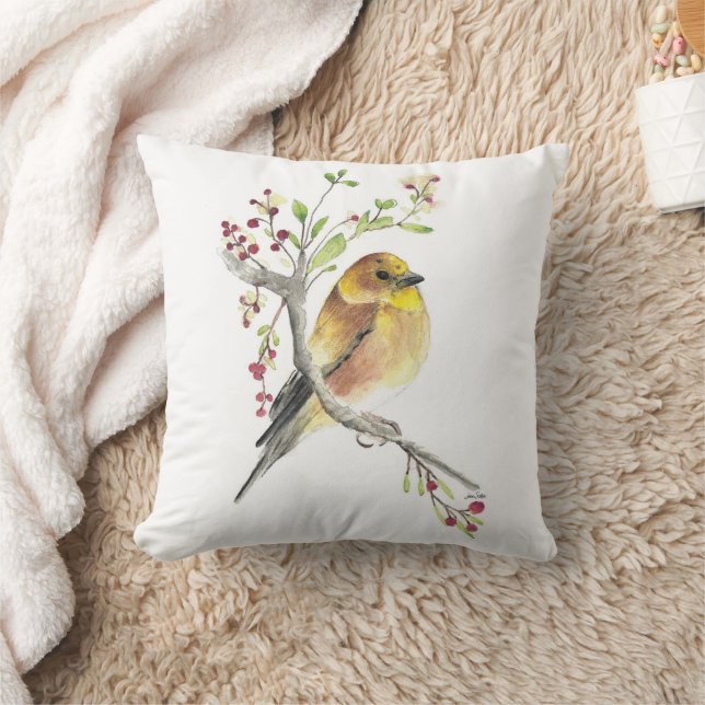 American Goldfinch Bird Watercolor Art Cushion (Blanket)