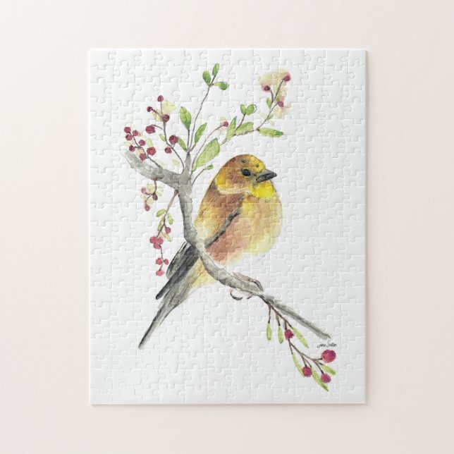 American Goldfinch Bird Watercolor Art Jigsaw Puzzle (Vertical)